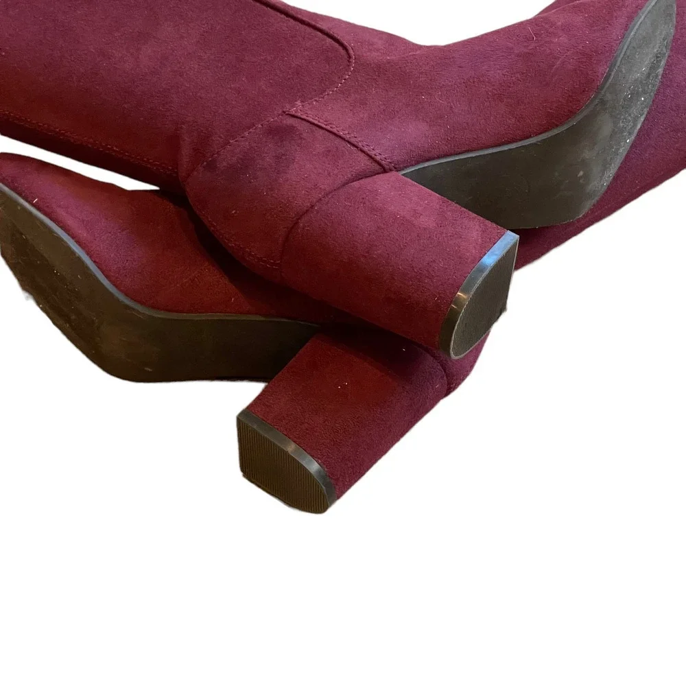 New Treasure & Bond Microfiber Over the Knee Boots Burgundy Women’s Size 5.5M